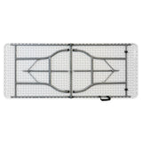6 Ft Plastic Folding Table, White with Steel Legs and Carry Handle, by Elama