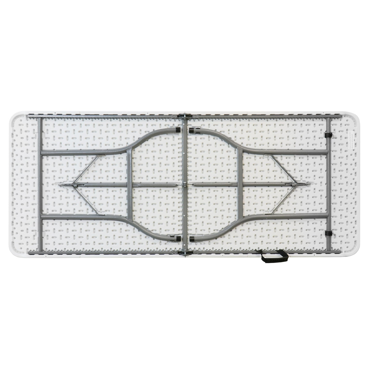 6 Ft Plastic Folding Table, White with Steel Legs and Carry Handle, by Elama