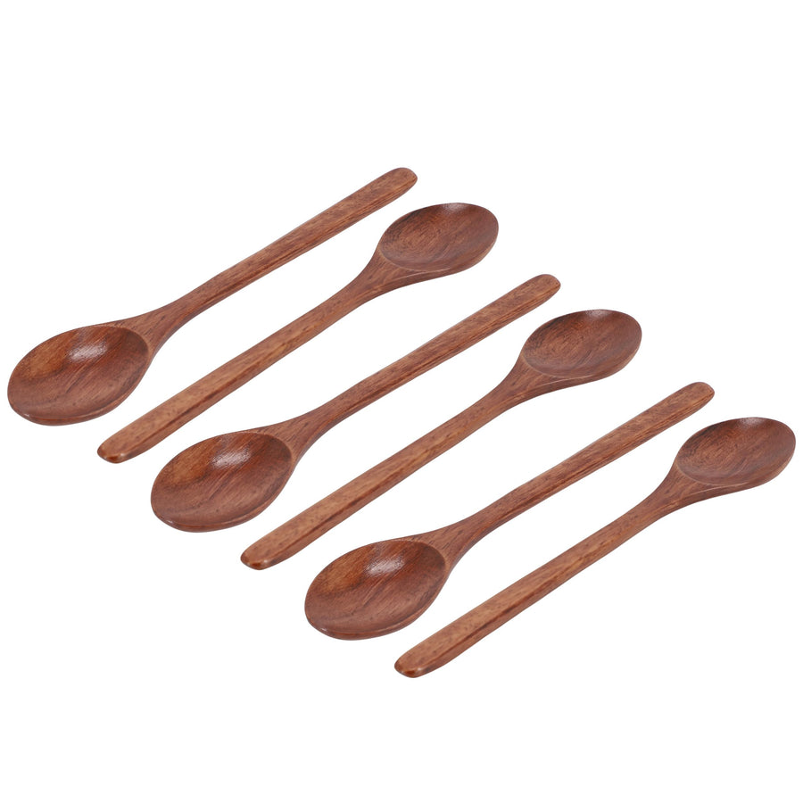 Elama 6 Piece 9 Inch Acacia Wood Spoon Set, Wooden Kitchen Cooking Utensils