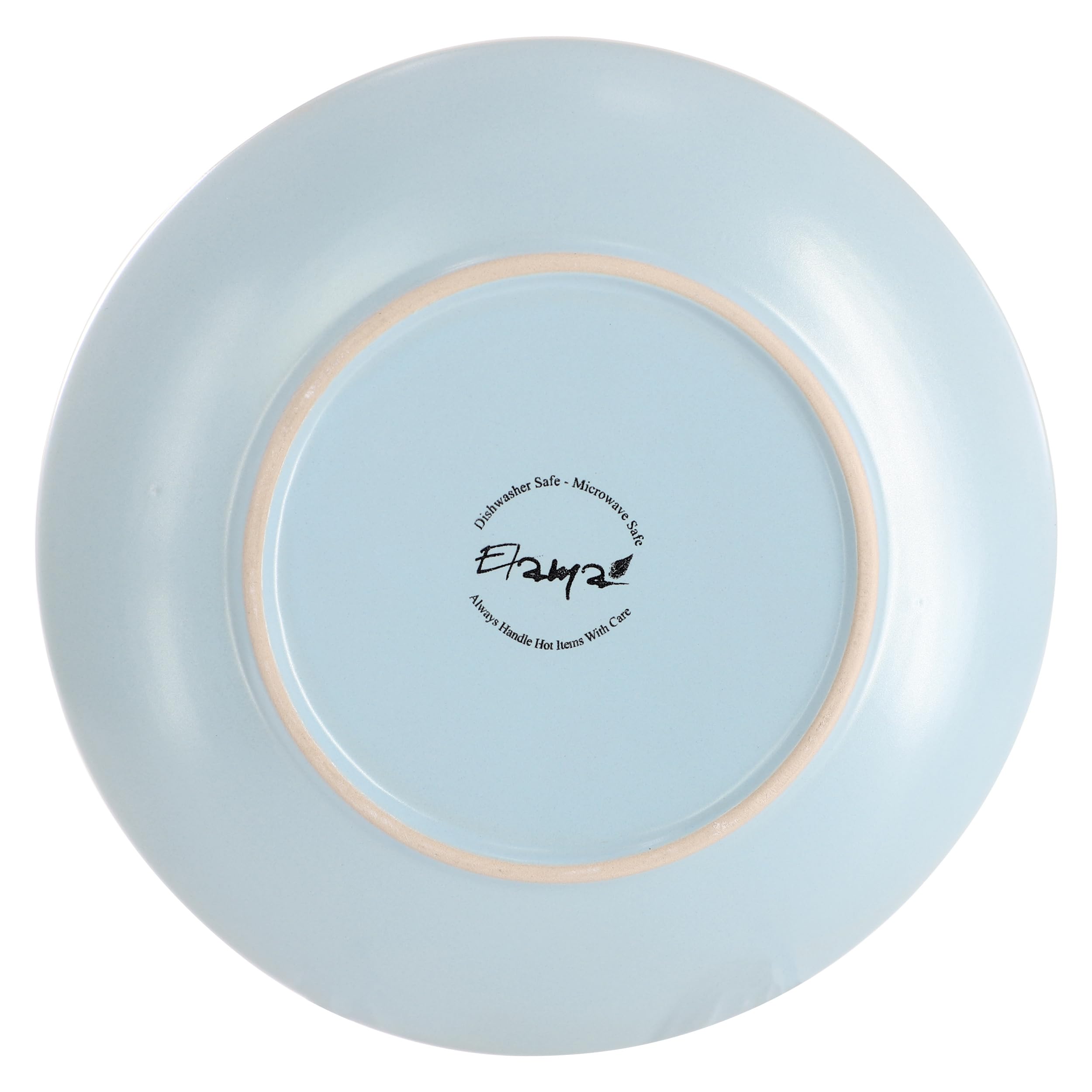 Elama Emilia 16-Piece Double Bowl Stoneware Dinnerware Set – Light Blue, Service for 4 with Plates, Soup & Cereal Bowls