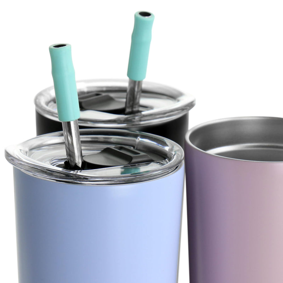 Mr. Coffee Java Quest 23 oz Double-Wall Stainless Steel Tumblers with Lids and Straws, Set of 4, Assorted Colors (12 Pieces)