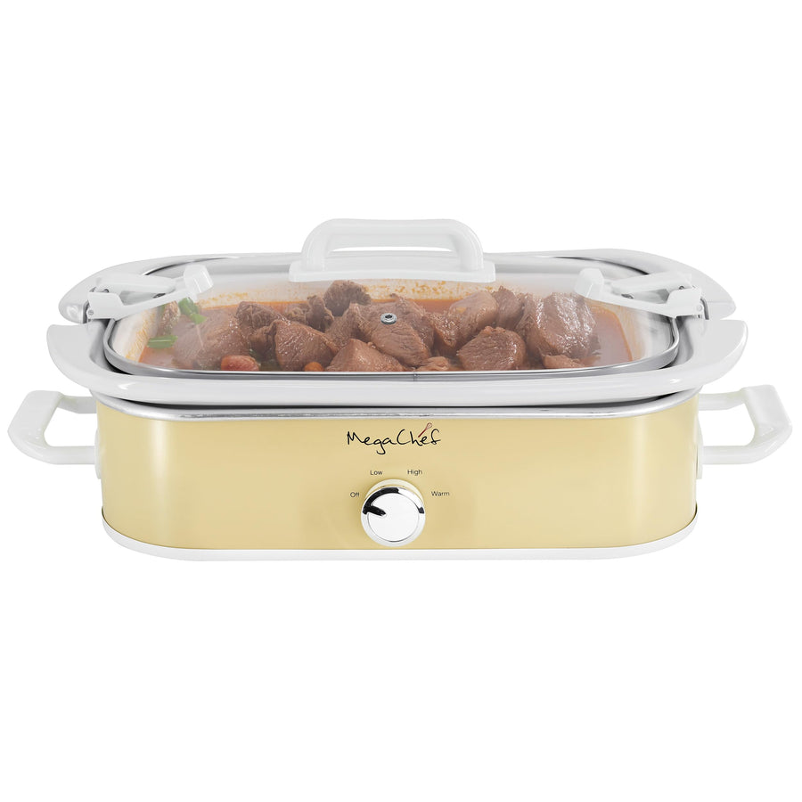 MegaChef MGSL-5000-C 3.5-Quart Casserole Slow Cooker with Locking Lid, Cream
