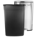 Stainless Steel Step Trash Can, 13 Gallon (50 L) Rectangular with Slow-Close Lid, Matte Silver, by Elama