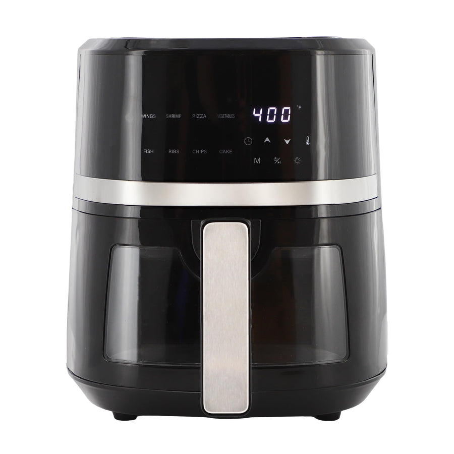 MegaChef 4 Quart Digital Air Fryer with Window and 125-Piece Liner Set, Black