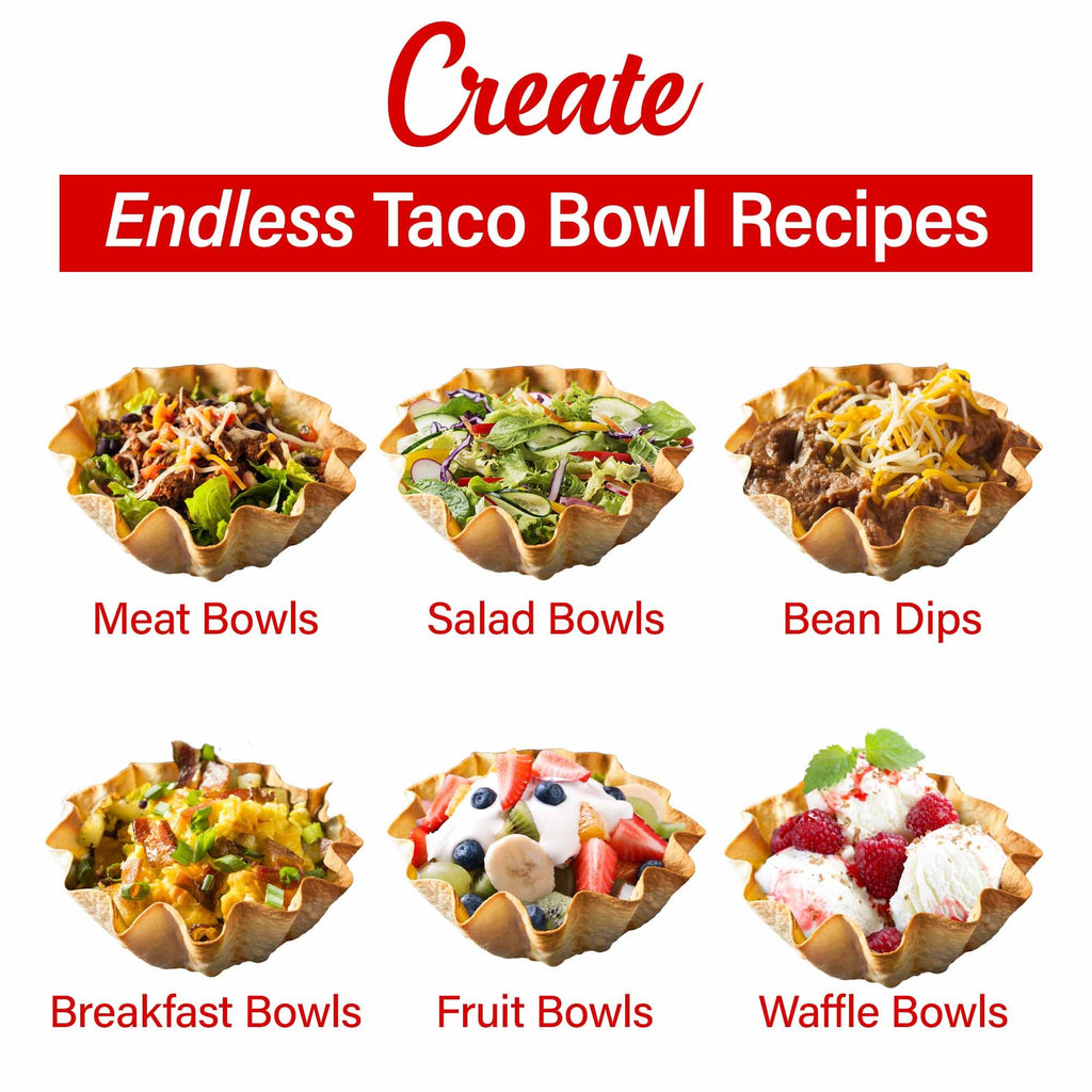 Brentwood TS-257R 10 in Electric Tortilla & Taco Bowl Maker - Red, 750W, Fits 8 in and 10 in Tortillas