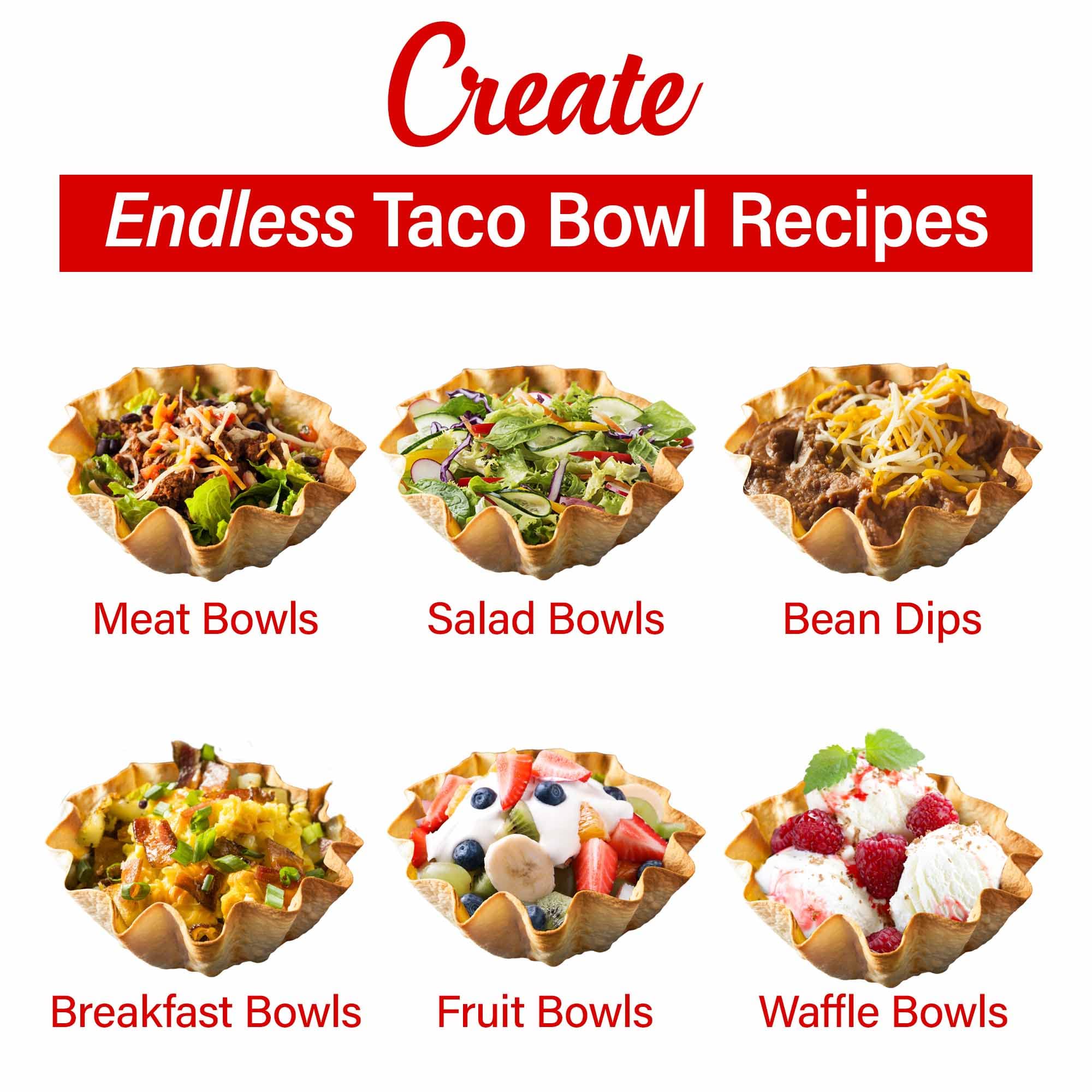 Brentwood TS-257R 10 in Electric Tortilla & Taco Bowl Maker - Red, 750W, Fits 8 in and 10 in Tortillas
