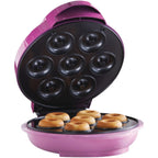 Brentwood TS-250 Mini Donut Maker Machine – Pink Non-Stick 7-Donut Electric Press with Cool-Touch Handle