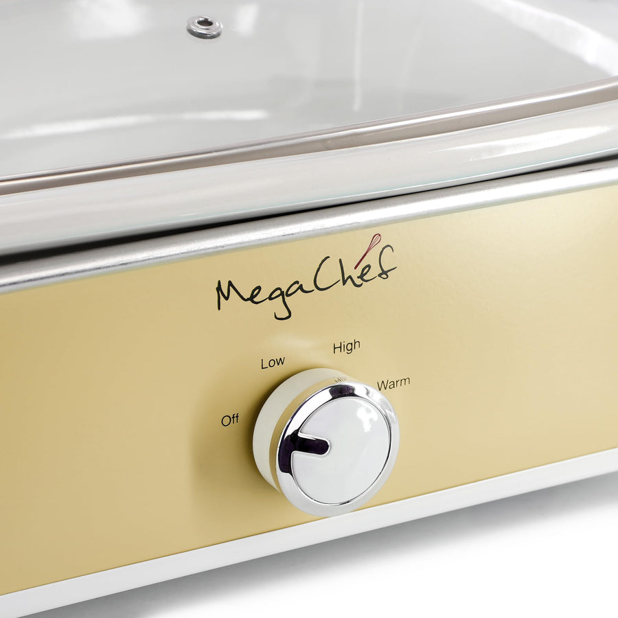 MegaChef MGSL-5000-C 3.5-Quart Casserole Slow Cooker with Locking Lid, Cream