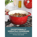 Gibson Home Addlestone 5-Quart Red Enameled Cast Iron Dutch Oven with Lid & Dual Handles – Oven Safe to 500°F, All-Stovetop Compatible, Self-Basting Lid
