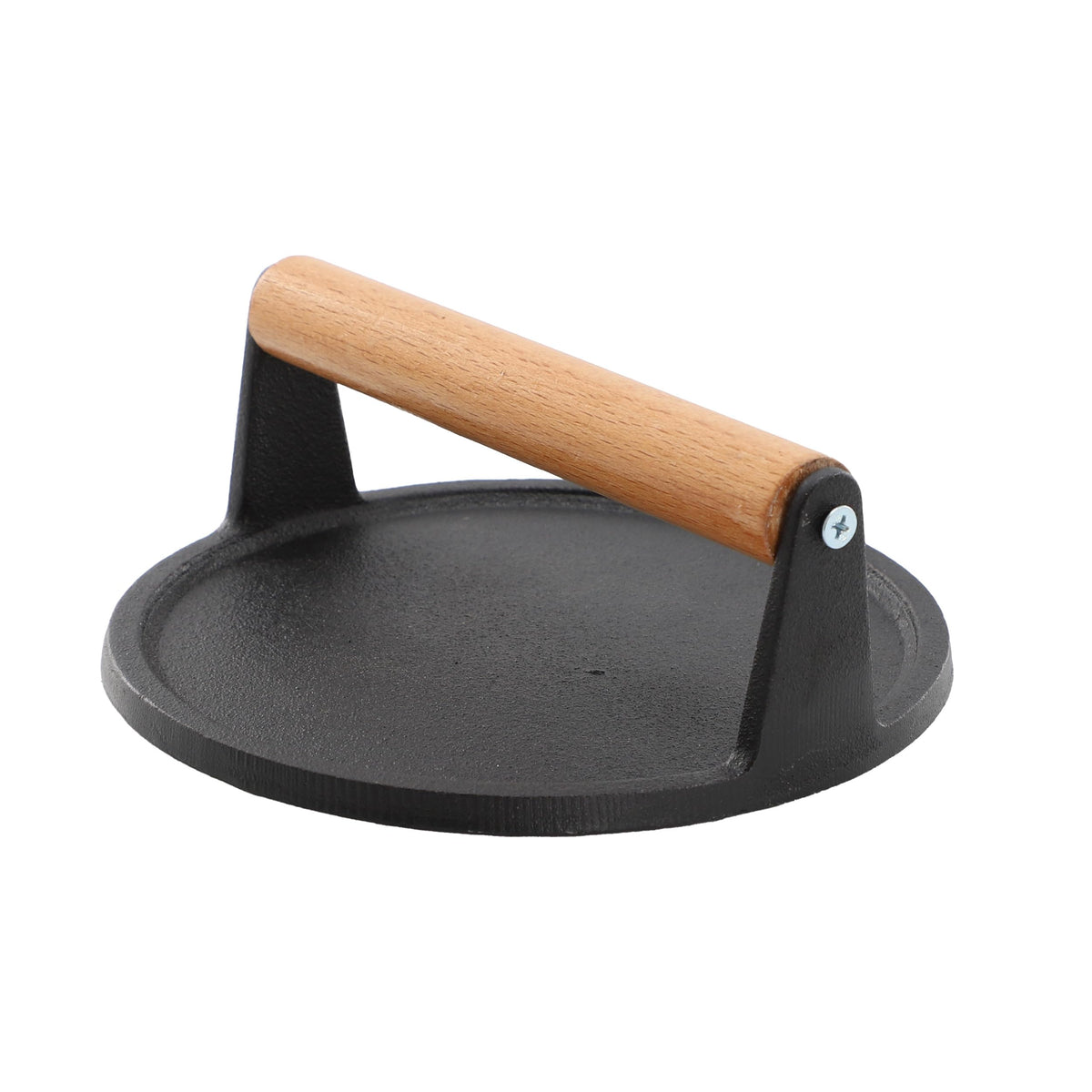 MegaChef MC-1022 7.5 inch round pre-seasoned cast iron grill press with integral handle