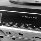 3-Speed Vinyl Record Player Stereo System with CD, Double Cassette, Bluetooth, FM Radio & USB/SD Recording, Trexonic TRX-11BS