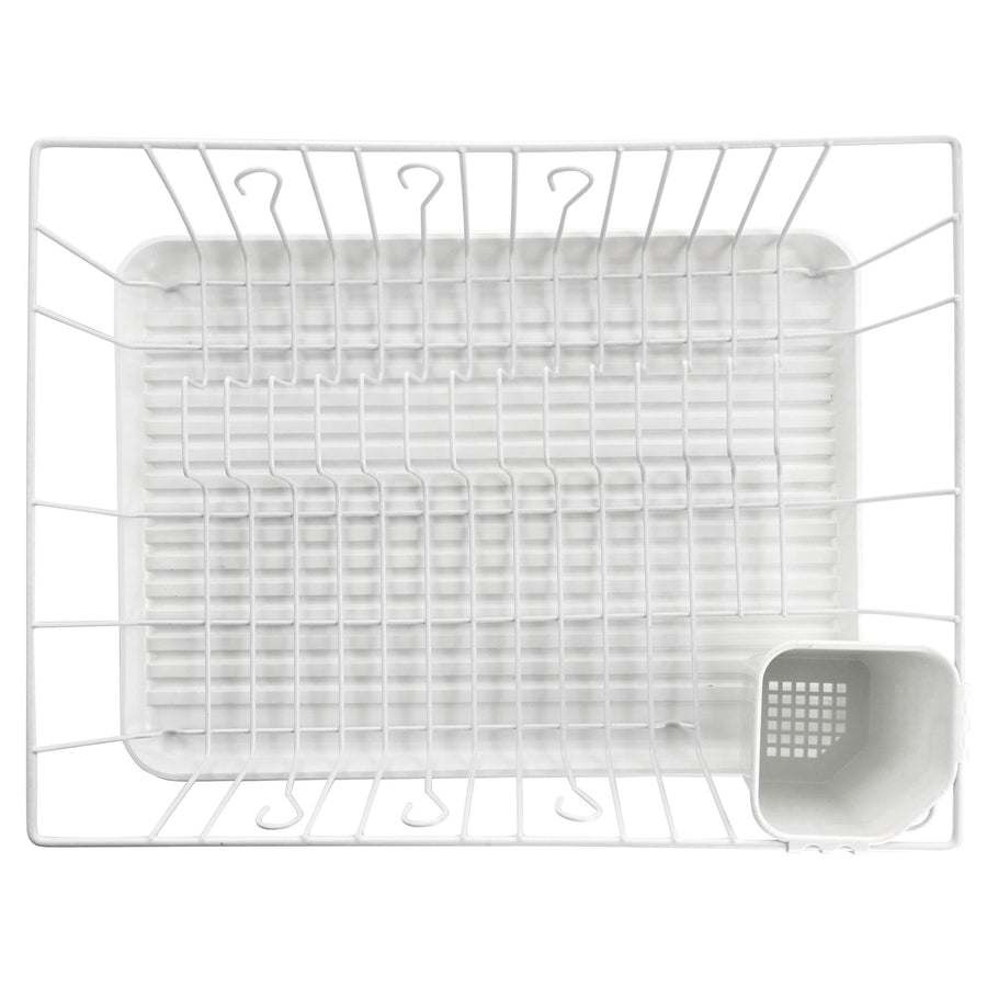 Megachef 14-Plate Single-Level Dish Rack with Utensil Holder, White