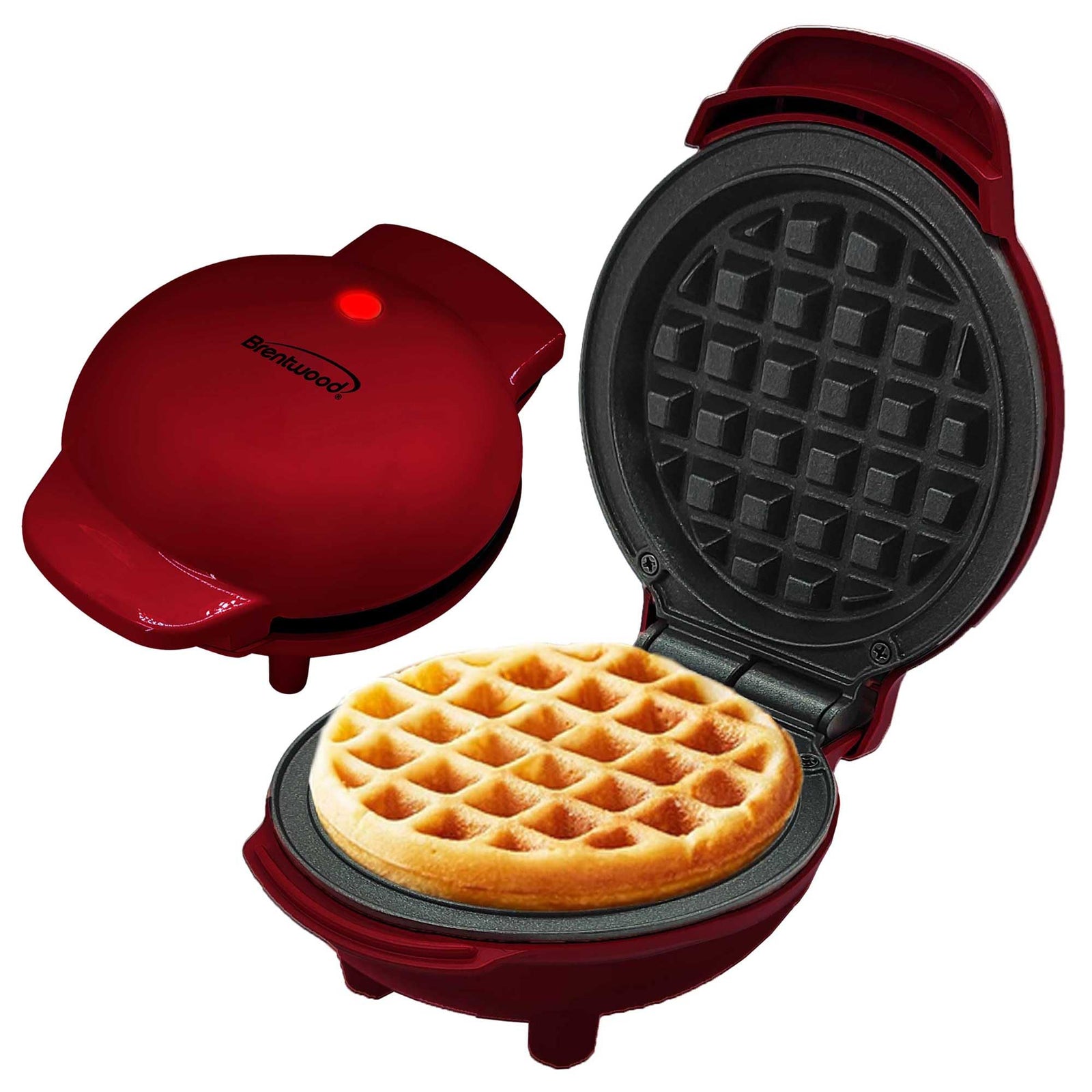 Brentwood TS-2141R red 5-inch non-stick mini waffle maker