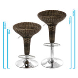 Elama 2 Piece Adjustable Backless Wicker Bar Stool in Brown with Chrome Base