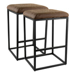 Elama Faux Leather Adjustable Bar Stool Set of 2 – Brown with Black Base (ELM-2102)