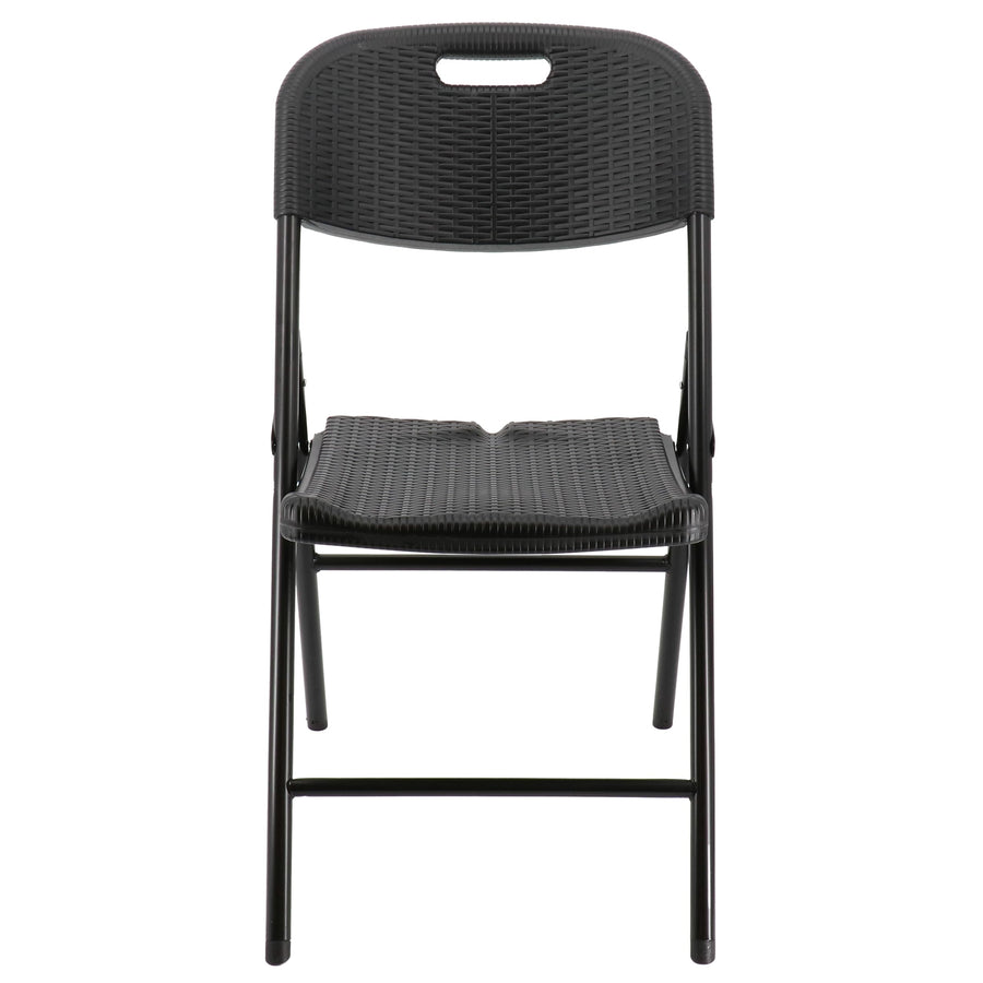 Elama 4-Piece Rattan Folding Dining Chairs, Black Resin Wicker, Indoor/Outdoor (Set of 4)