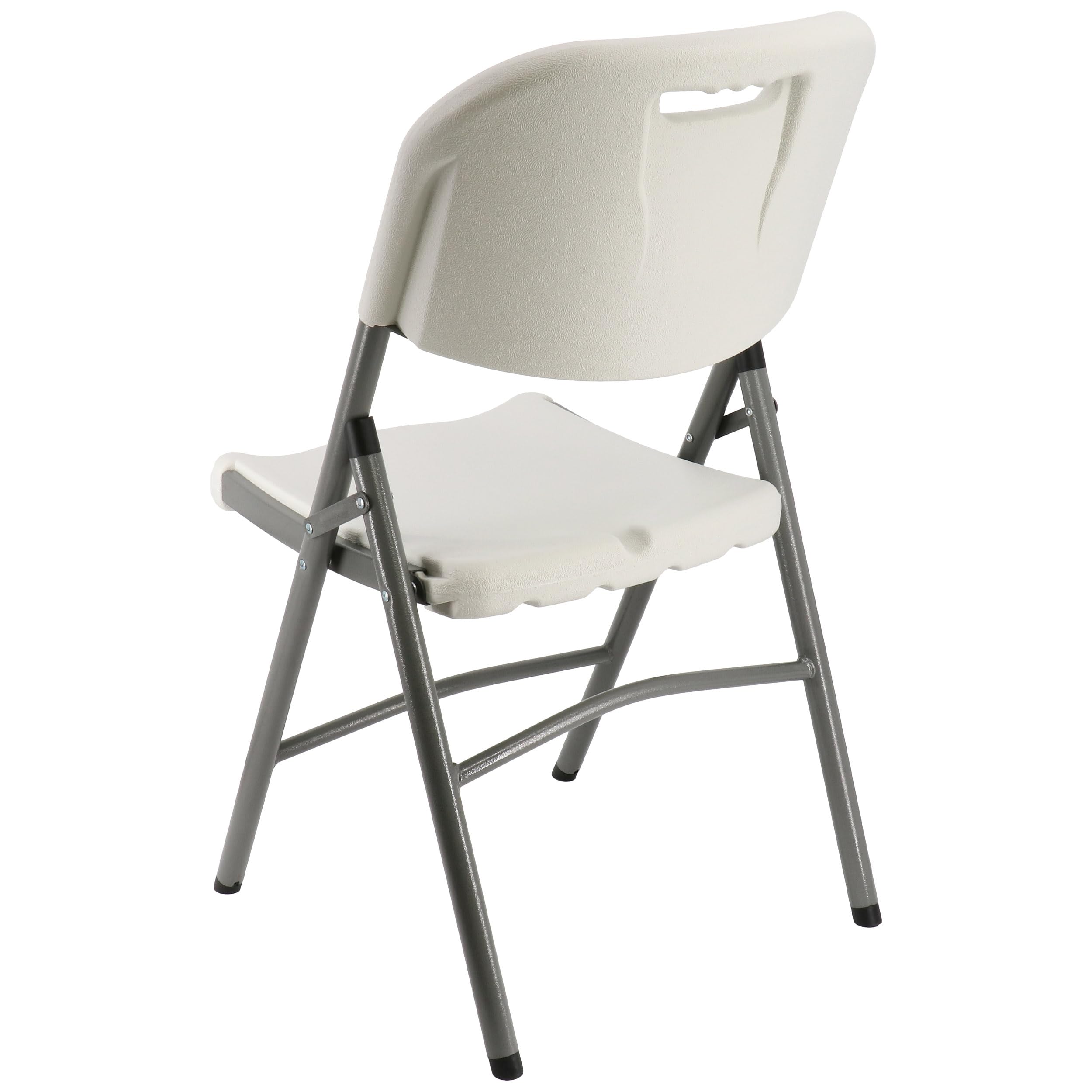Elama 4-Piece Deluxe Folding Patio Chairs – White Indoor/Outdoor Plastic Dinner Chairs with Handle