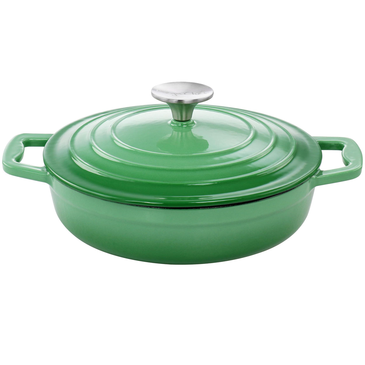 MegaChef 2-Quart Enameled Cast Iron Braiser with Lid, Green