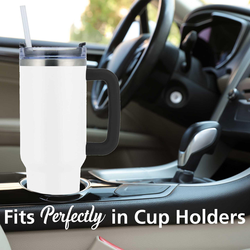 Brentwood GeoJug 40 oz Stainless Steel Insulated Tumbler with Handle and Straw, Cream