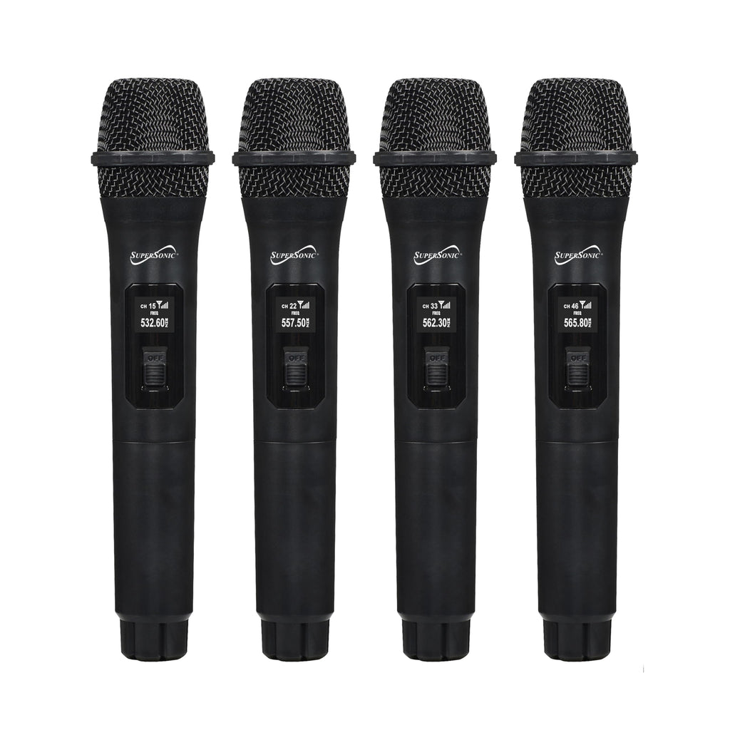 SuperSonic SC-909 2.4G 4-Channel Wireless Microphone System - Four Handheld Mics, 160ft Range, Balanced & Mix Outputs
