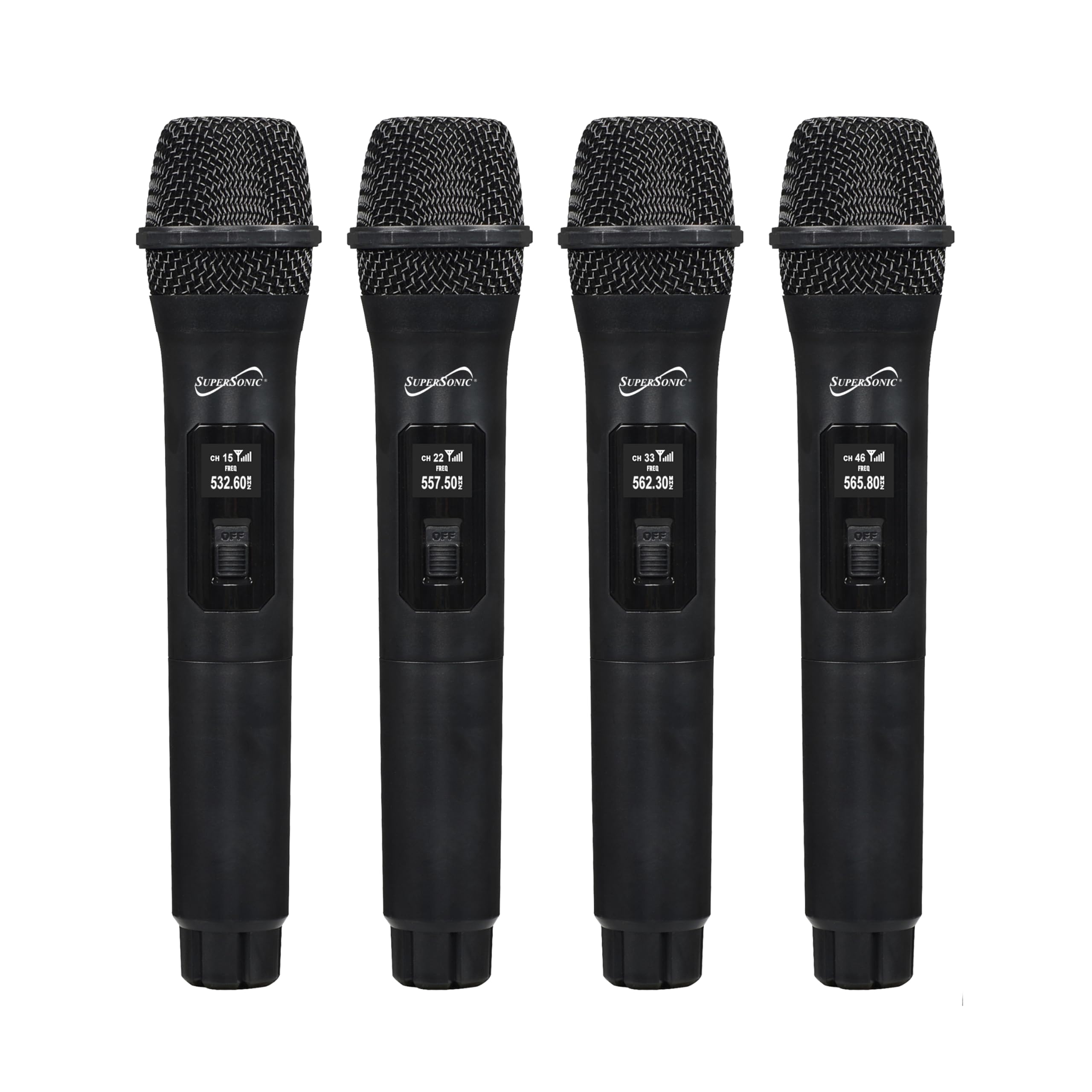 SuperSonic SC-909 2.4G 4-Channel Wireless Microphone System - Four Handheld Mics, 160ft Range, Balanced & Mix Outputs