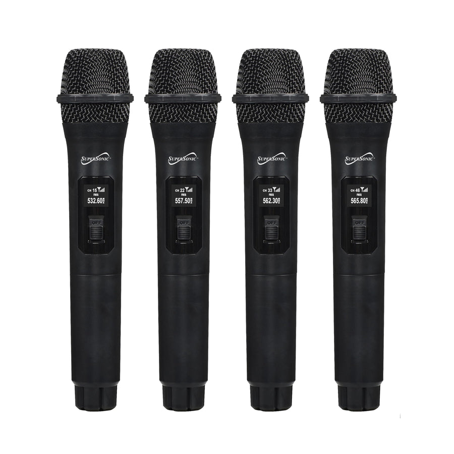 SuperSonic SC-909 2.4G 4-Channel Wireless Microphone System - Four Handheld Mics, 160ft Range, Balanced & Mix Outputs