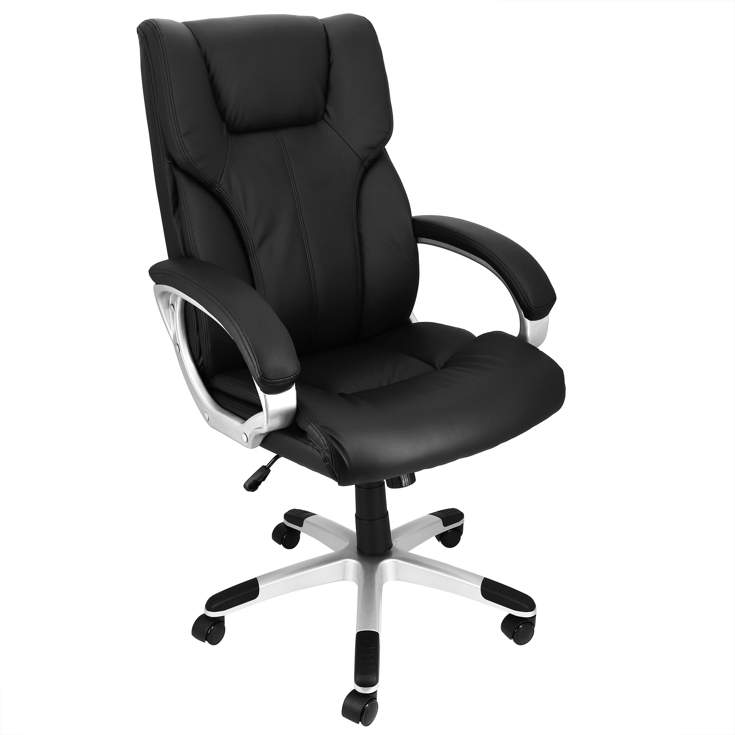 Adjustable Height Rolling Office and Gaming Chair – Ergonomic, Durable, Multi-Functional Seating for Work and Play (Black with Silver Base)