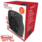 Brentwood H-F305BK 1500W Portable Electric Space Heater and Fan with Thermostat - Black