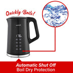 Brentwood KT-2015DBK 1.7L 1100W Digital Cool-Touch Electric Kettle - Black, 13 Temperature Settings
