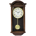 Bedford Clock Collection George 22" Chestnut Wood Chiming Pendulum Wall Clock — Westminster Quartz Heirloom Clock