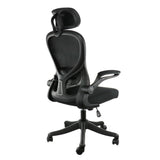 Elama black and gray ergonomic mesh office chair, back three-quarter view showing the frame, lumbar support and gas lift