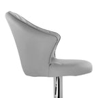 Elama Modern Shell Back Faux Leather Adjustable Bar Stool Set of 2 – Gray with Chrome Swivel Base