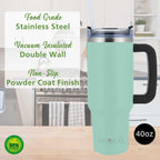 Brentwood GeoJug 40 oz Insulated Stainless Steel Tumbler with Handle and Straw, Blue