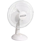 White Brentwood 12-inch oscillating desk fan