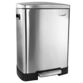 Elama 40L Stainless Steel Step Trash & Recycling Bin – 6.6 Gal + 3.9 Gal Split Compartments, Slow-Close Lid, Hands-Free Pedal (Silver)