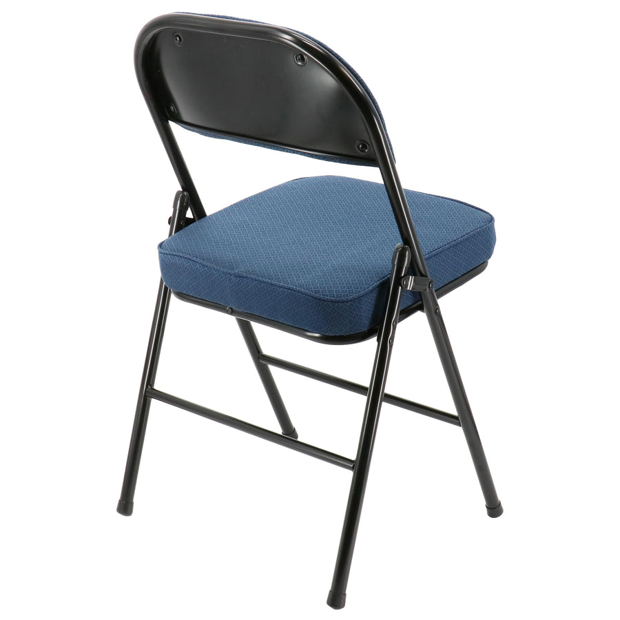 Elama 4-Piece Metal Folding Dinner Chairs, Padded Seats & Top Handle, Indoor/Outdoor, Blue (Set of 4)