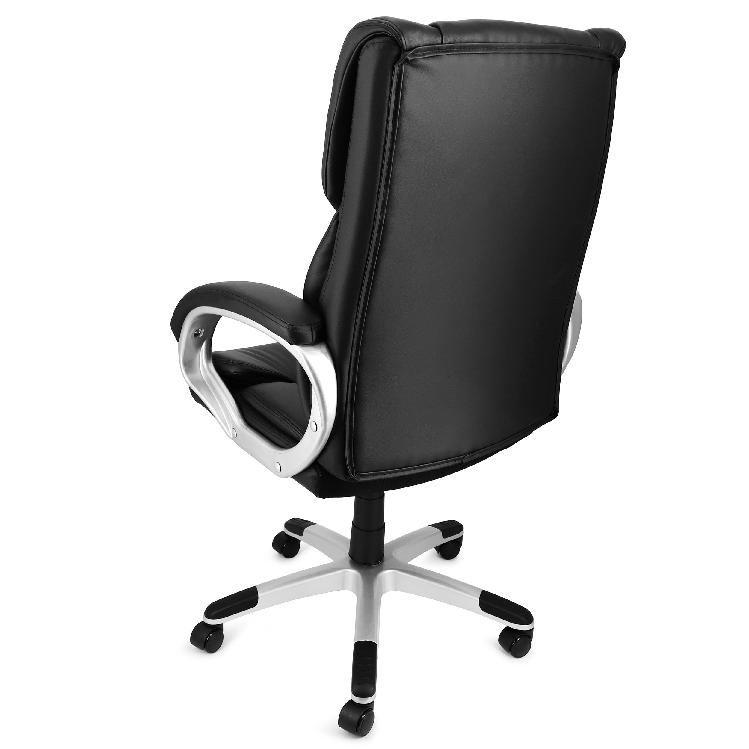 Adjustable Height Rolling Office and Gaming Chair – Ergonomic, Durable, Multi-Functional Seating for Work and Play (Black with Silver Base)