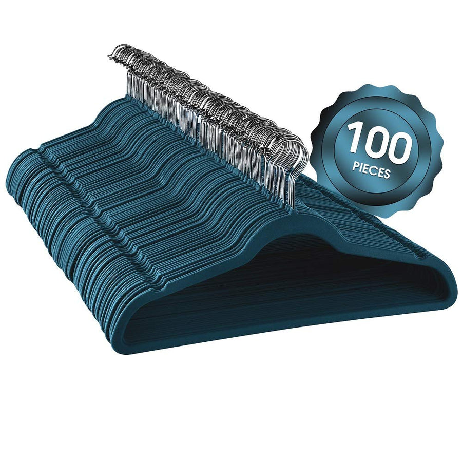 Elama velvet slim hanger Blue 100 pack