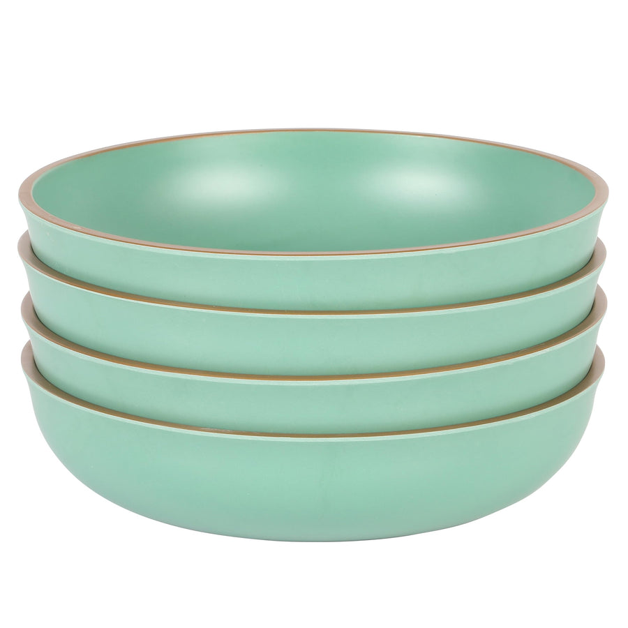 Gibson Home Rockabye 4-Piece Melamine Coupe Dinner Bowl Set, 8.5-Inch, Matte Green