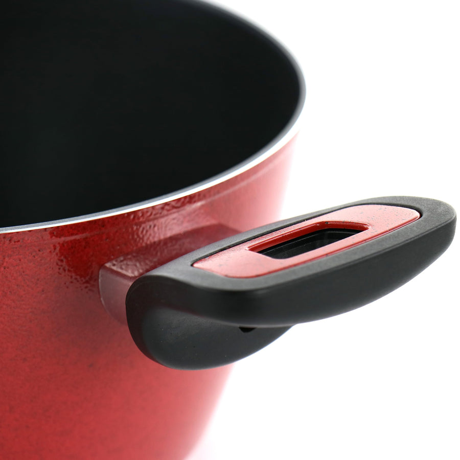 Oster Claybon 4.3-Quart Nonstick Forged Aluminum Dutch Oven with Lid, Speckled Red