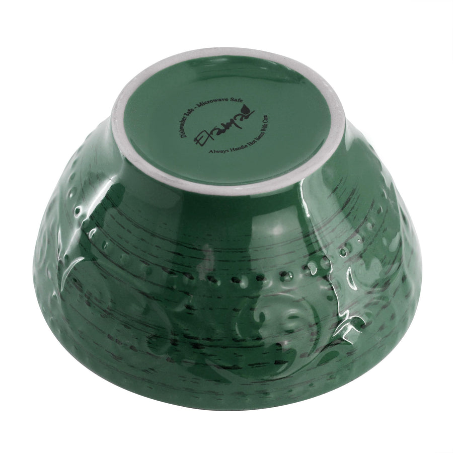 Elama Malibu Sea Glass 16-Piece Stoneware Dinnerware Set, Reactive Glaze Dark Green - Service for 4