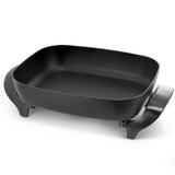 MegaChef MCF-1102 Electric Fry Pan, 14.96 x 12.13 in Rectangular, Black, 1500W, Tempered Glass Lid, Detachable Thermostat Probe