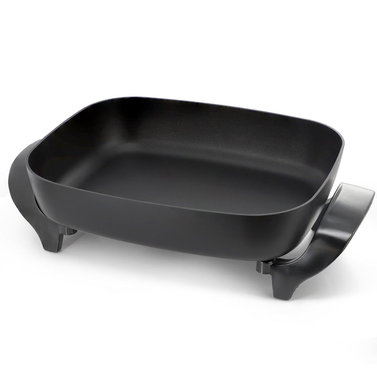 MegaChef MCF-1102 Electric Fry Pan, 14.96 x 12.13 in Rectangular, Black, 1500W, Tempered Glass Lid, Detachable Thermostat Probe