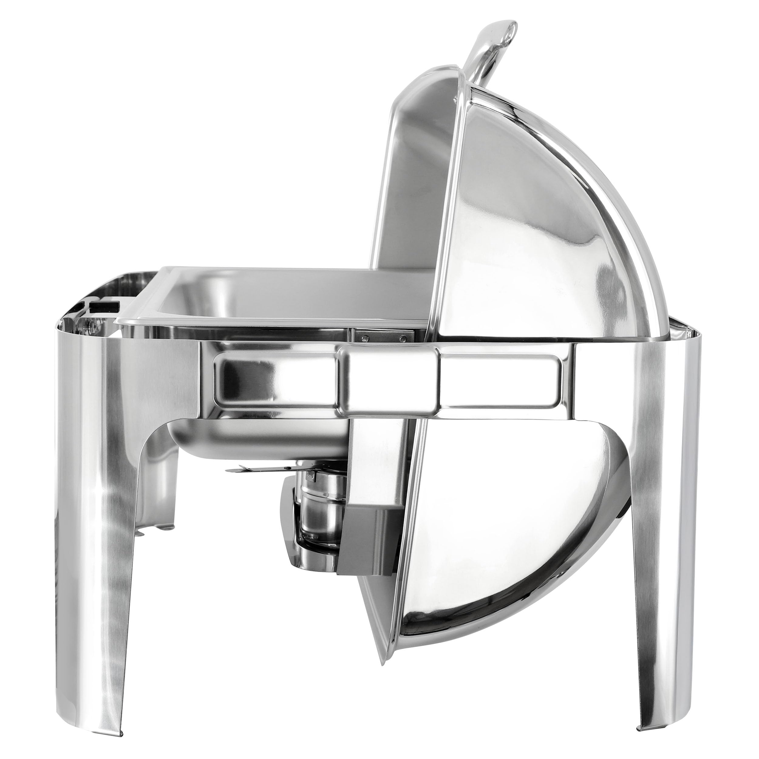 MegaChef 9.5-Quart Oblong Roll-Top Stainless Steel Chafing Dish – Catering Buffet Server with View Window for Parties & Events