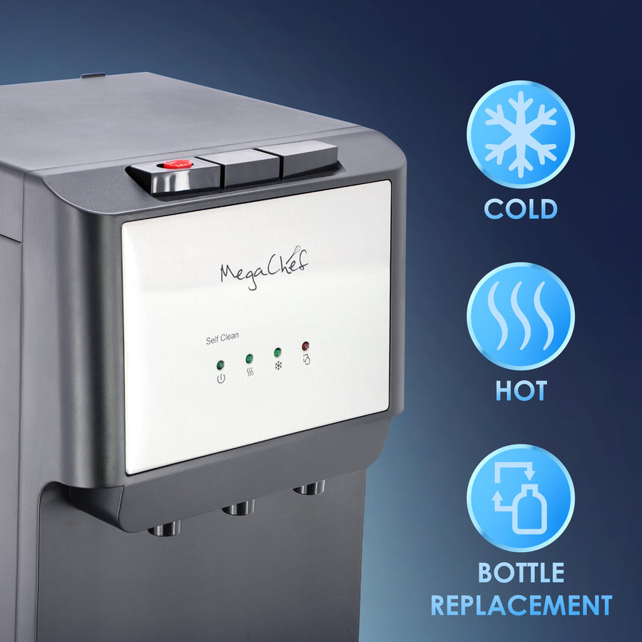 MegaChef MWD-1000 5-Gallon Bottom-Load Water Dispenser with UV Self-Cleaning, Hot/Room/Cold