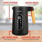 Brentwood KT-2014DBK 1.7L Cordless Digital Electric Kettle - Black, 1100W with 13 Temperature Levels, 4 Presets & 2-Hour Keep Warm
