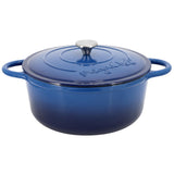 MegaChef Enameled Cast Iron Dutch Oven with Self-Basting Lid, 6.35 Qt Round, 11 Inch, Dark Blue