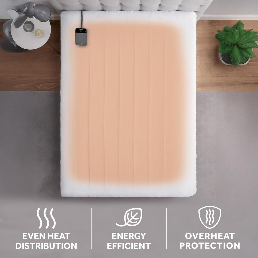 Sunbeam Wi-Fi Connected Heated Mattress Pad, Full, White