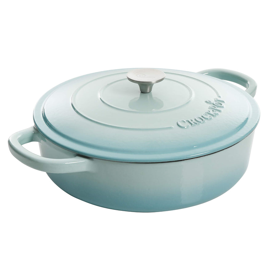 Crock-Pot Artisan 5-quart enameled cast iron braiser with lid, aqua