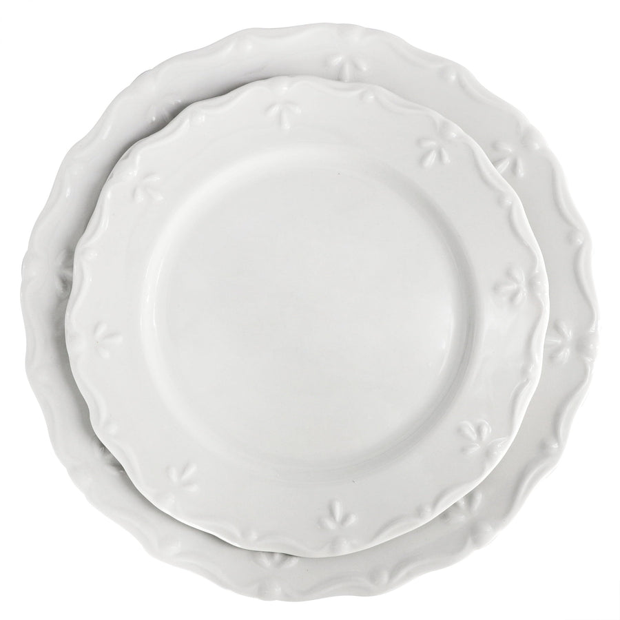 Elama Henryi 18-Piece Embossed White Porcelain Dinnerware Set - Service for 6